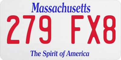 MA license plate 279FX8