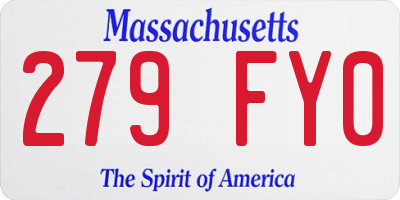 MA license plate 279FY0