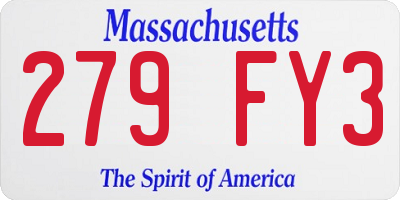 MA license plate 279FY3