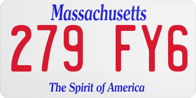 MA license plate 279FY6