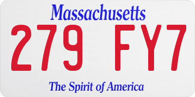 MA license plate 279FY7