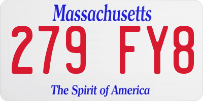 MA license plate 279FY8