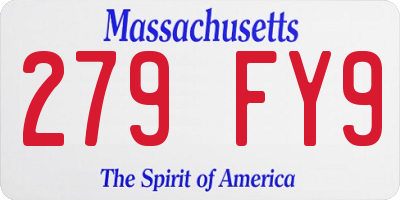 MA license plate 279FY9