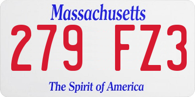 MA license plate 279FZ3