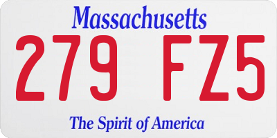 MA license plate 279FZ5