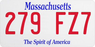 MA license plate 279FZ7