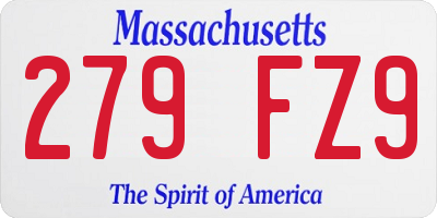 MA license plate 279FZ9