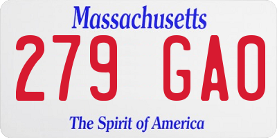 MA license plate 279GA0