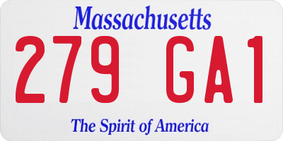 MA license plate 279GA1