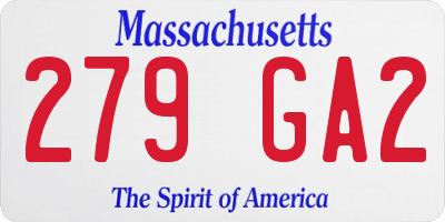 MA license plate 279GA2
