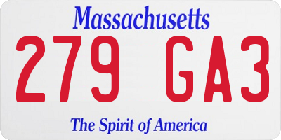 MA license plate 279GA3