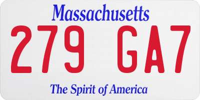 MA license plate 279GA7