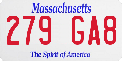 MA license plate 279GA8