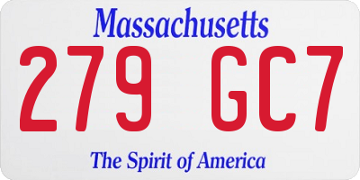 MA license plate 279GC7