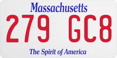 MA license plate 279GC8