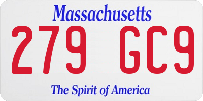 MA license plate 279GC9