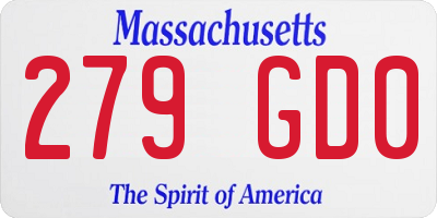 MA license plate 279GD0