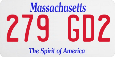 MA license plate 279GD2
