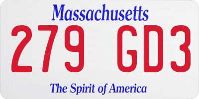 MA license plate 279GD3