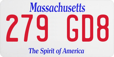 MA license plate 279GD8