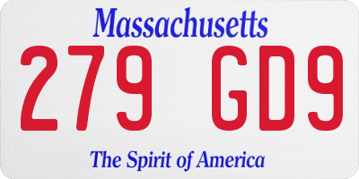 MA license plate 279GD9