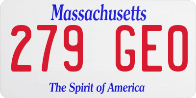 MA license plate 279GE0