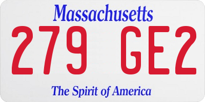 MA license plate 279GE2