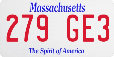 MA license plate 279GE3