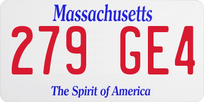 MA license plate 279GE4