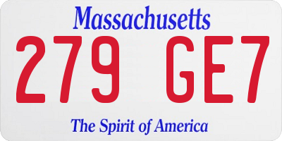 MA license plate 279GE7