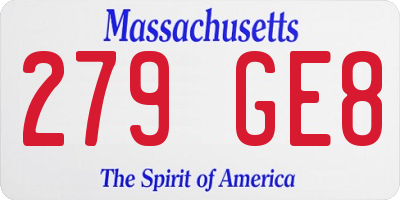MA license plate 279GE8