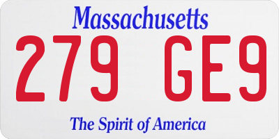 MA license plate 279GE9