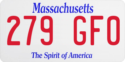 MA license plate 279GF0