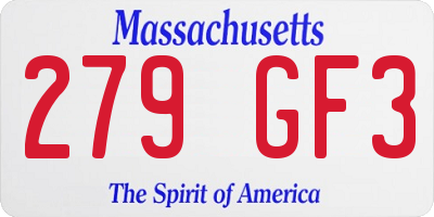 MA license plate 279GF3