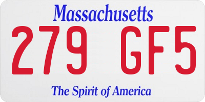 MA license plate 279GF5
