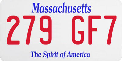 MA license plate 279GF7