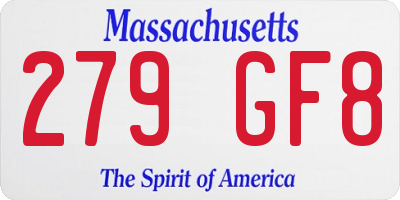 MA license plate 279GF8