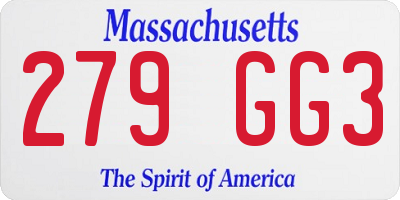 MA license plate 279GG3