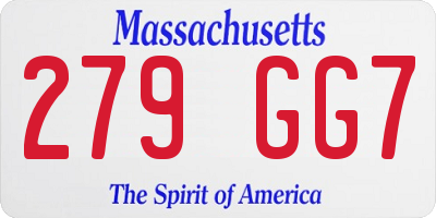 MA license plate 279GG7