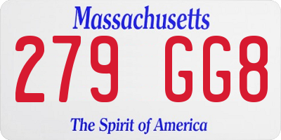 MA license plate 279GG8