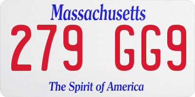 MA license plate 279GG9