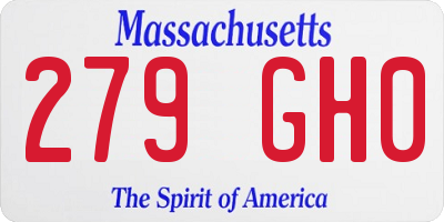 MA license plate 279GH0