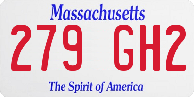 MA license plate 279GH2
