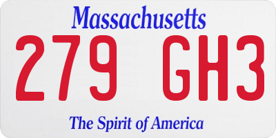 MA license plate 279GH3