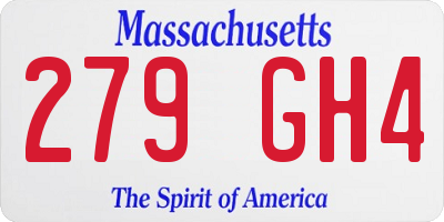 MA license plate 279GH4