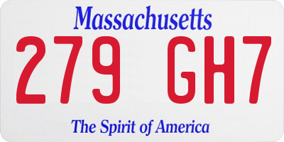 MA license plate 279GH7