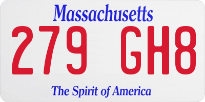 MA license plate 279GH8