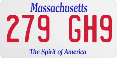 MA license plate 279GH9