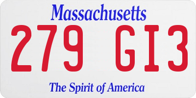 MA license plate 279GI3