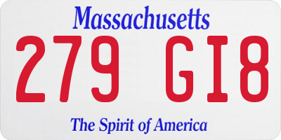 MA license plate 279GI8